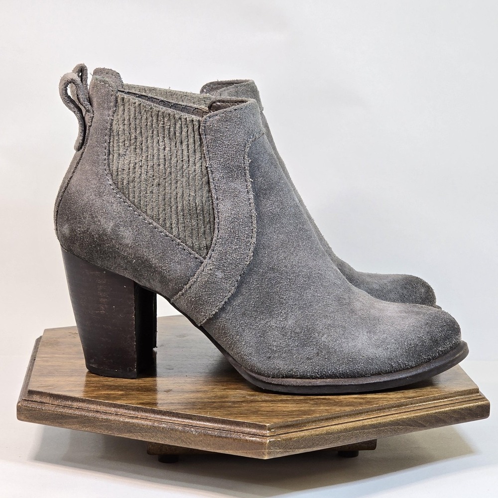 UGG Ankle Boots‎ Womens Size 6.5 Gray Suede Chelsea Heeled Shearling 1013683